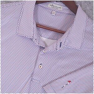 Peter Millar Mens Summer Comfort Red White Blue Golf Stretch Polo Shirt XXL